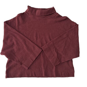 The North Face Womens M Burgundy Oversized Turtleneck Cropped Sweater Athleisure